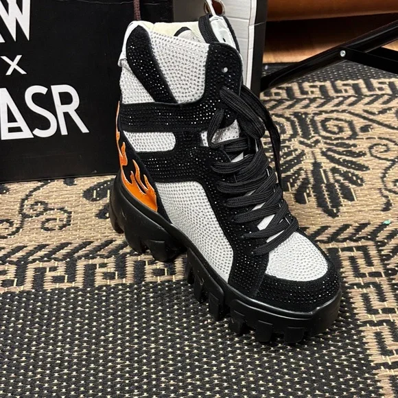 Anthony Wang x LASR Black and White High-Top Sneakers women’s 7.5 - Picture 2 of 13